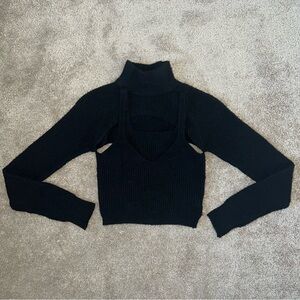 Urban Outfitters Black Cropped Turtleneck Tank | Small
